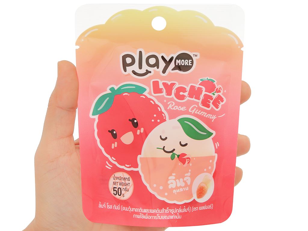 Kẹo dẻo PlayMore hương vải gói 50g 5