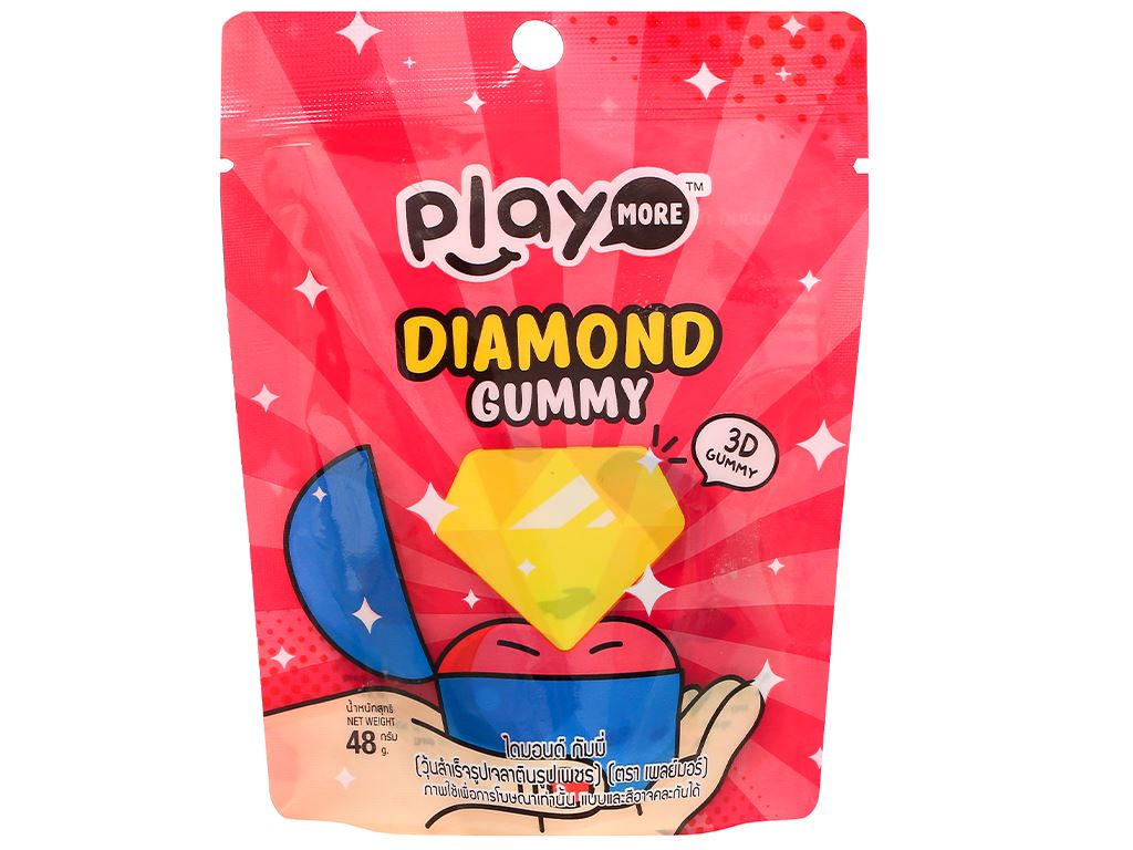 Kẹo dẻo PlayMore Diamond hương dâu gói 48g 1