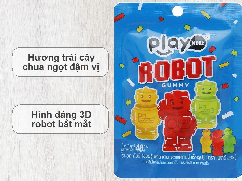 Kẹo dẻo PlayMore Robot hương trái cây gói 48g 2