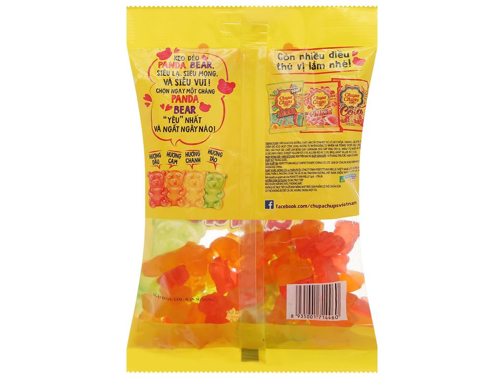 Kẹo dẻo Chupa Chups Panda Bears vị trái cây gói 160g 3