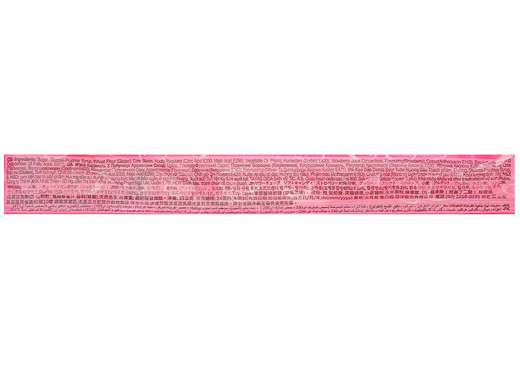 Kẹo dẻo hương dâu Damla Sour Tubes gói 35g 4