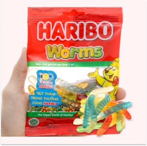 Kẹo dẻo hương trái cây tự nhiên Haribo Worms gói 80g