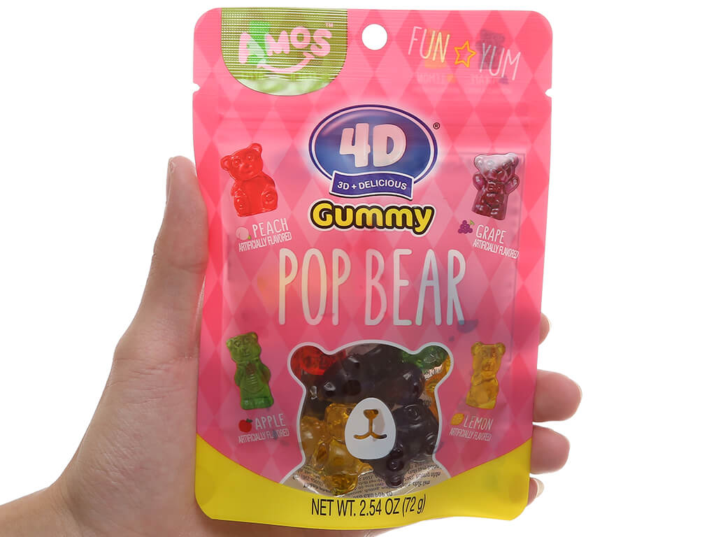 Kẹo dẻo Amos 4D gấu Pop gói 72g 5