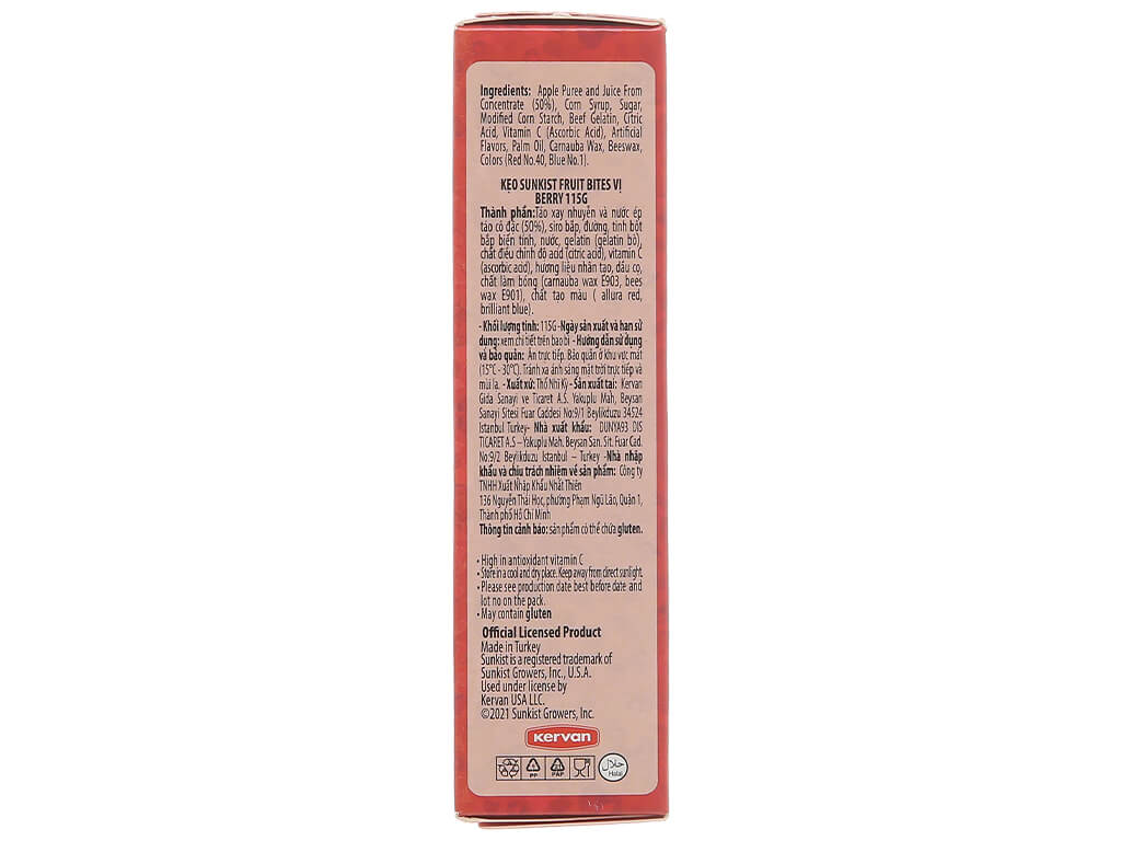 Kẹo dẻo vị quả mọng Sunkist hộp 115g 5