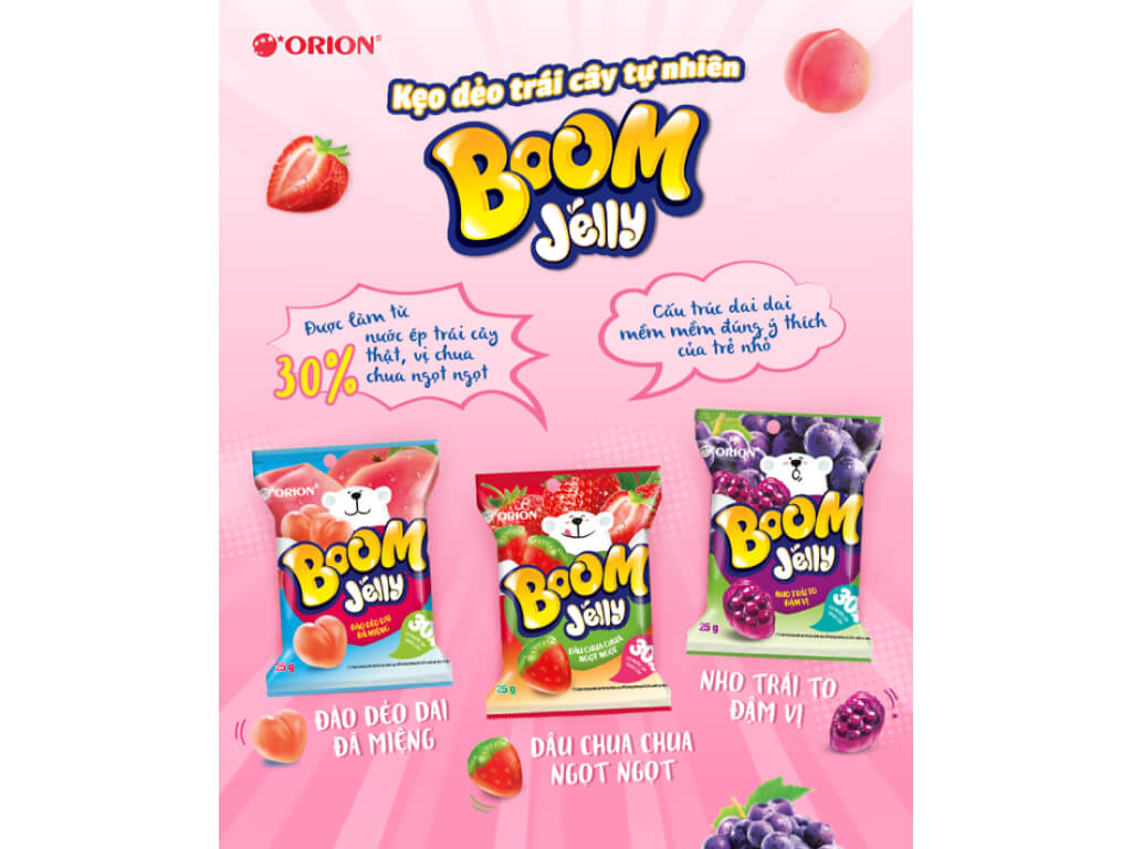 Kẹo Dẻo Boom Jelly Trái Cây Ngũ Quả Gói 171g - Ngon Ngọt Bùng Nổ Hương Vị