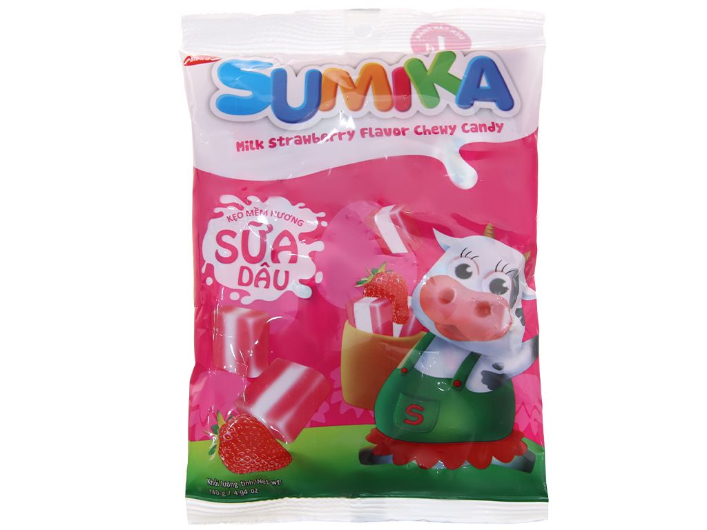 Kẹo mềm hương sữa dâu Sumika gói 140g 1
