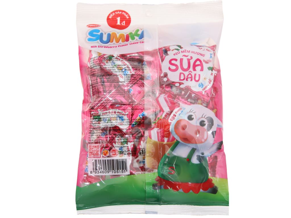 Kẹo mềm hương sữa dâu Sumika gói 140g 3