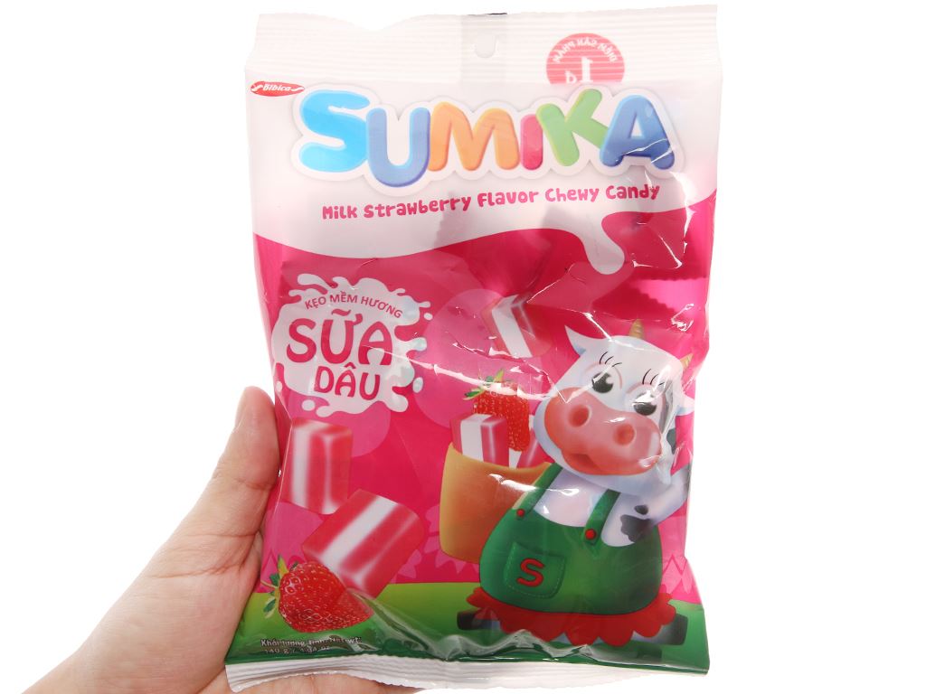 Kẹo mềm hương sữa dâu Sumika gói 140g 4