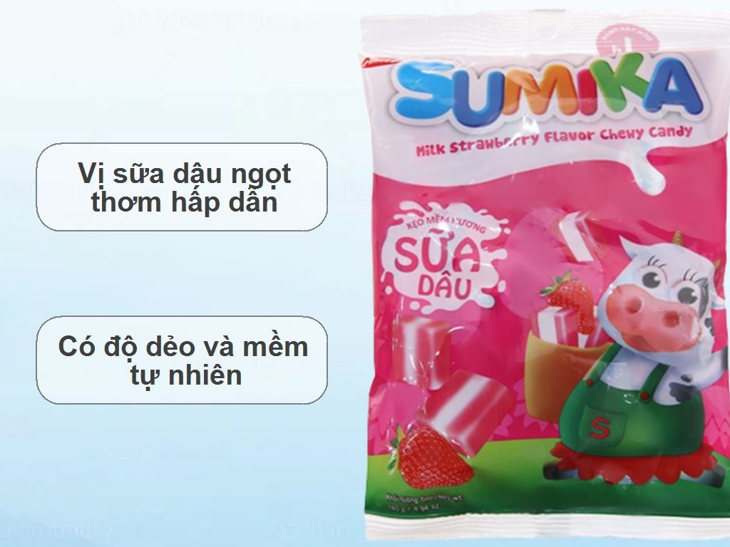 Kẹo mềm hương sữa dâu Sumika gói 140g 2