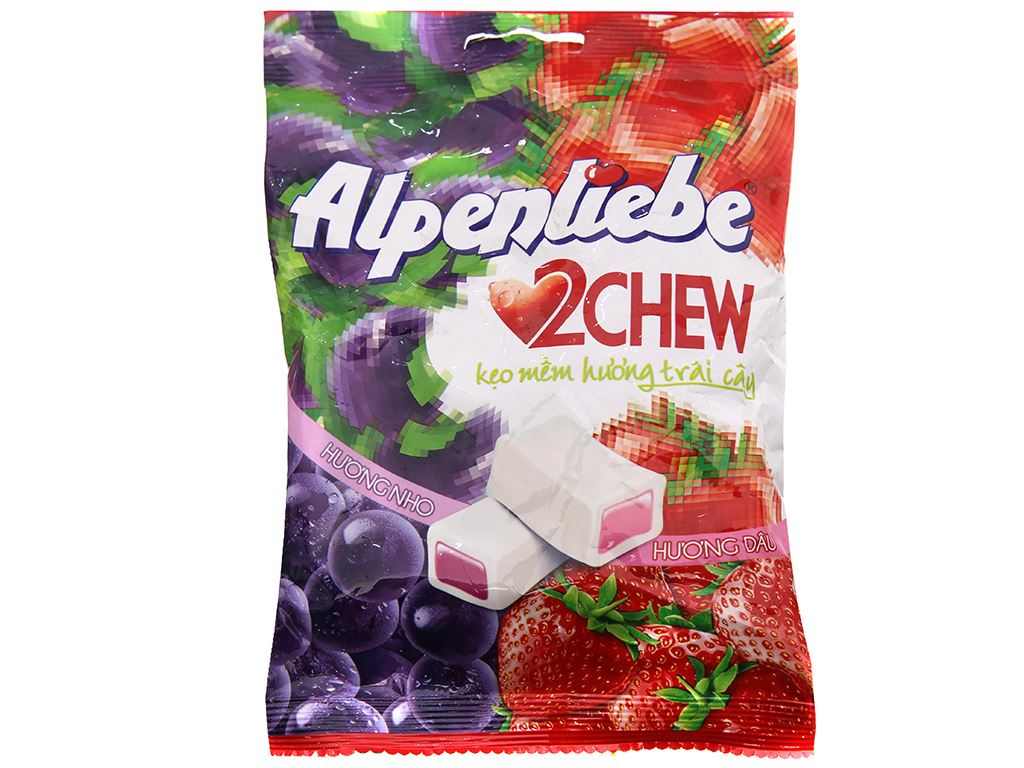 Kẹo mềm Alpenliebe 2Chew hương nho và dâu gói 87.5g 1