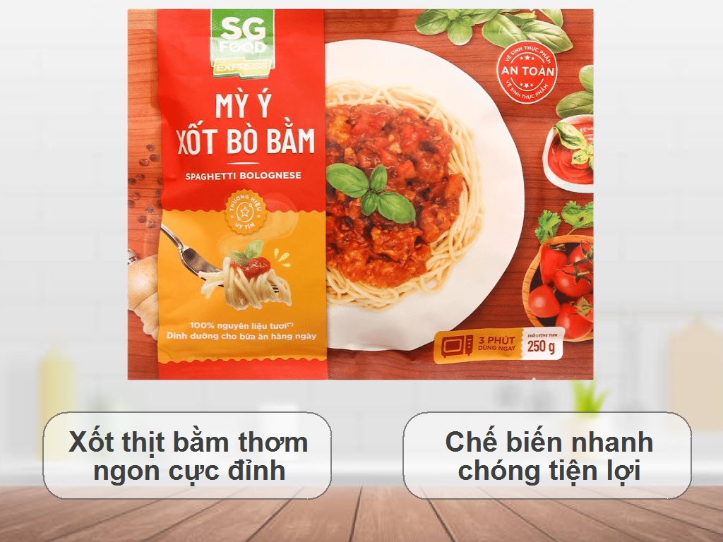 Bò bằm trong mì ý sốt của SG Food có hương vị đậm đà như thế nào?