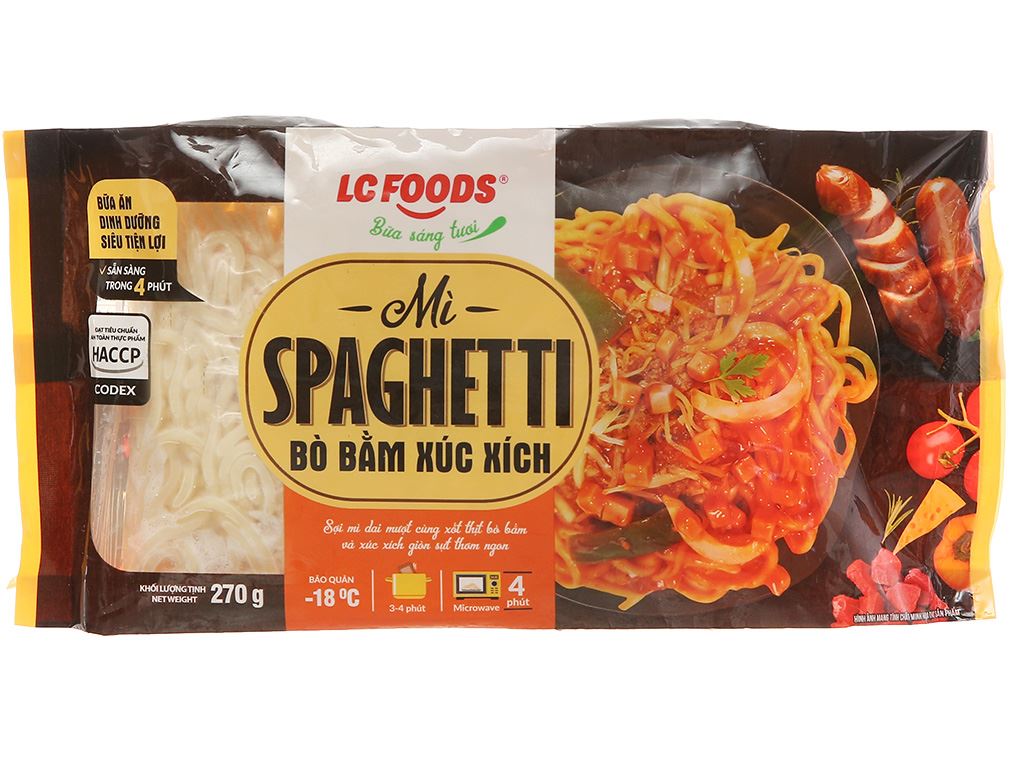 Mì spaghetti bò bằm xúc xích LC FOODS gói 270g 1