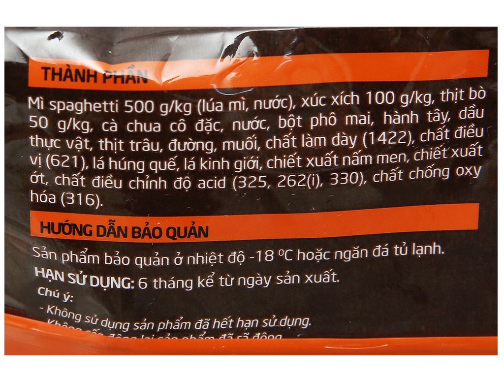 Mì spaghetti bò bằm xúc xích LC FOODS gói 270g 5