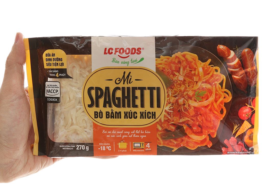 Mì spaghetti bò bằm xúc xích LC FOODS gói 270g 6