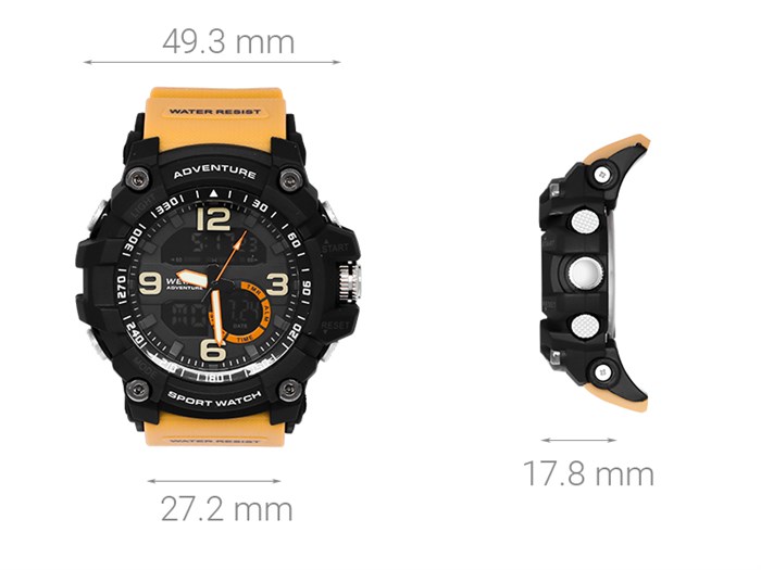 Đồng hồ Nam Weide WA3J8001-5C Màu Đen - nâu