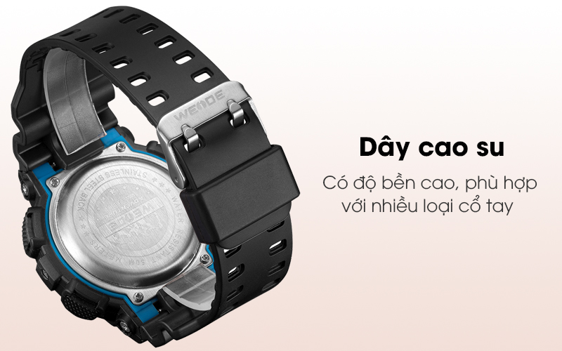 Dây Đồng hồ Nam Weide WA3J8003-3C đen & xanh dương bằng cao su cao cấp Dây Đồng hồ Nam Weide WA3J8003-3C đen & xanh dương bằng cao su cao cấp