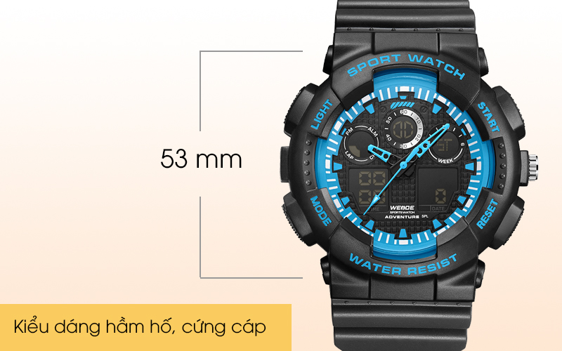 Đồng hồ Nam Weide WA3J8003-3C đen & xanh dương có đường kính mặt 53 mm Đồng hồ Nam Weide WA3J8003-3C đen & xanh dương có đường kính mặt 53 mm