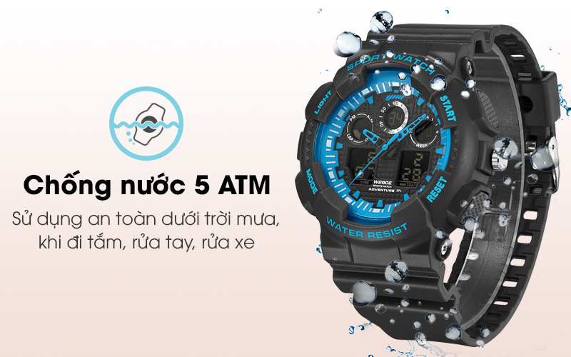 Đồng hồ Nam Weide WA3J8003-3C đen & xanh dương với hệ số chống nước 5 ATM Đồng hồ Nam Weide WA3J8003-3C đen & xanh dương với hệ số chống nước 5 ATM