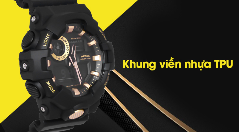 Đồng hồ Nam Weide WA3J8007-3C có khung viền nhựa Đồng hồ Nam Weide WA3J8007-3C có khung viền nhựa