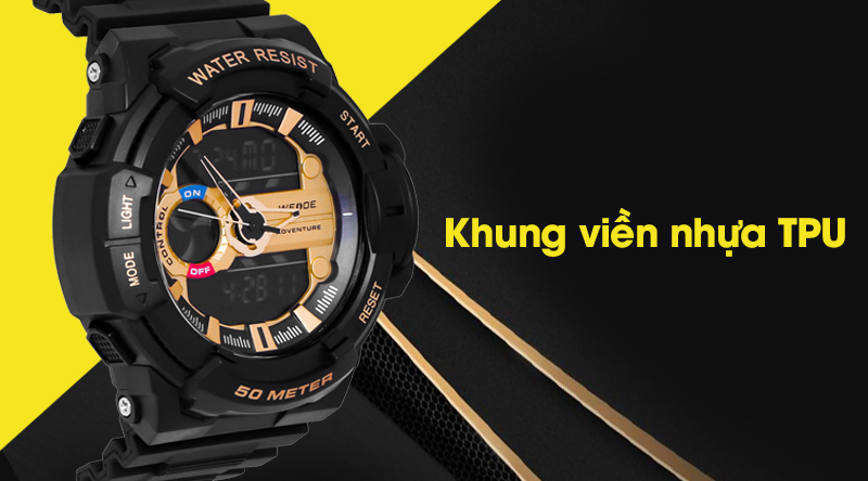 Đồng hồ Nam Weide WA3J8009-2C có khung viền nhựa Đồng hồ Nam Weide WA3J8009-2C có khung viền nhựa