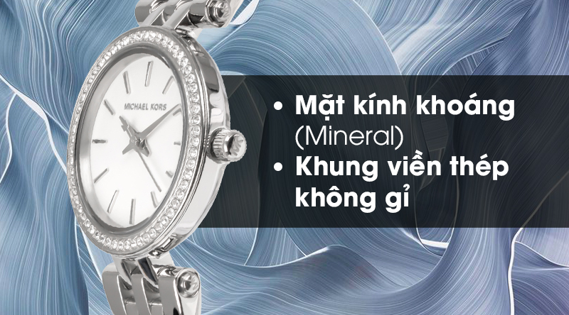 Đồng hồ nữ Michael Kors MK3294 có khung viền thép không gỉ bảo vệ, mặt kính khoáng cứng cáp Đồng hồ nữ Michael Kors MK3294 có khung viền thép không gỉ bảo vệ, mặt kính khoáng cứng cáp