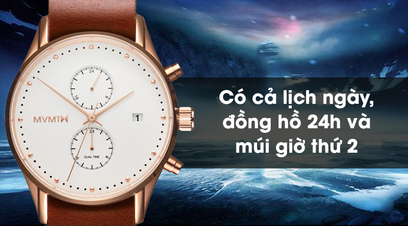 Đồng hồ nam MVMT D-MV01-RGNA2 - Nâu có lịch ngày, đồng hồ 24h và múi giờ thứ 2 tiện lợi Đồng hồ nam MVMT D-MV01-RGNA2 - Nâu có lịch ngày, đồng hồ 24h và múi giờ thứ 2 tiện lợi