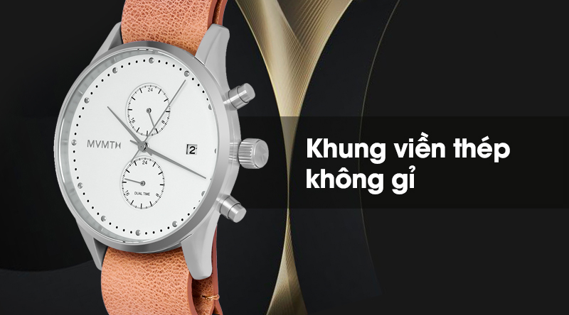 Đồng hồ nam MVMT D-MV01-WT với khung viền thép không gỉ