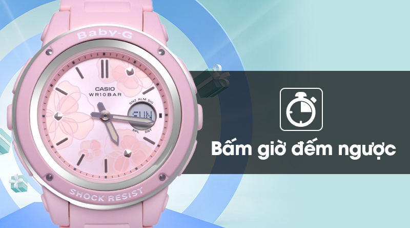 Đồng hồ Nữ Baby-G BGA-150FL-4ADR có chế độ bấm giờ đếm ngược Đồng hồ Nữ Baby-G BGA-150FL-4ADR có chế độ bấm giờ đếm ngược