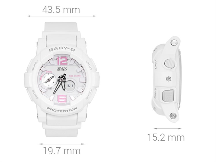 Đồng hồ BABY-G 43.5 mm Nữ BGA-180BE-7BDR Màu Trắng