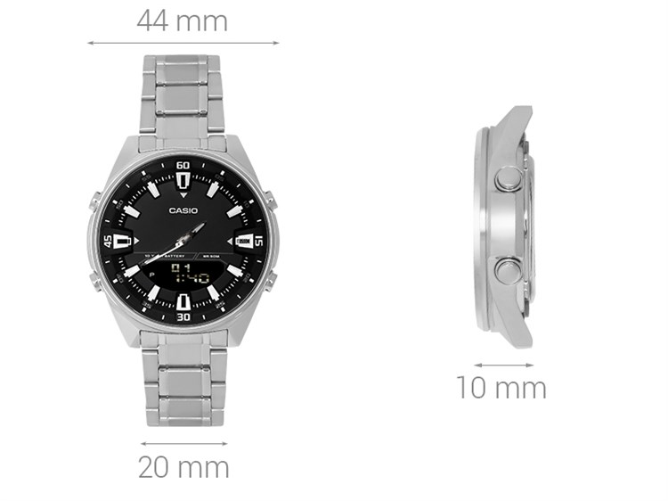 Đồng hồ Nam Casio AMW-830D-1AVDF Màu Bạc