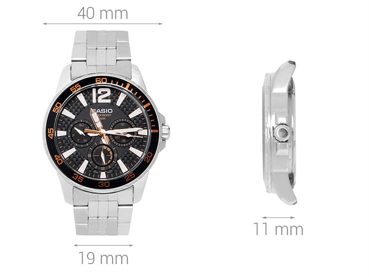 Đồng hồ Nam Casio MTD-330D-1A3VDF Màu Bạc