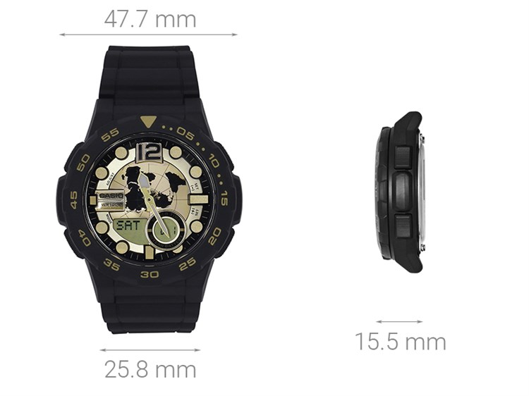 Đồng hồ CASIO 47.7 mm Nam AEQ-100BW-9AVDF Màu Đen