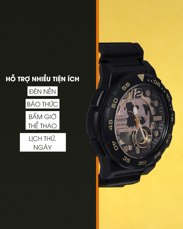 Đồng hồ Nam Casio AEQ-100BW-9AVDF được trang bị nhiều tính năng hữu ích