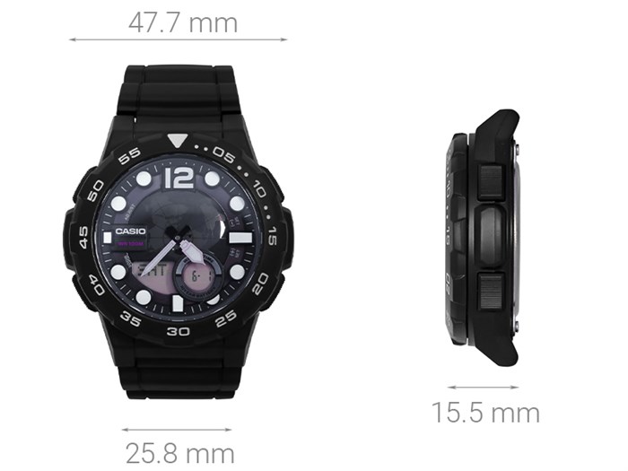 Đồng hồ CASIO 47.7 mm Nam AEQ-100W-1AVDF Màu Đen