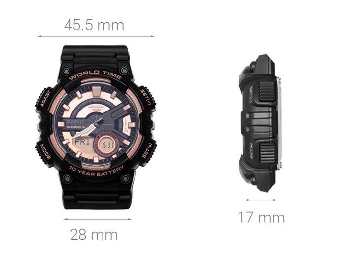 Đồng hồ Nam Casio AEQ-110W-1A3VDF Màu Đen