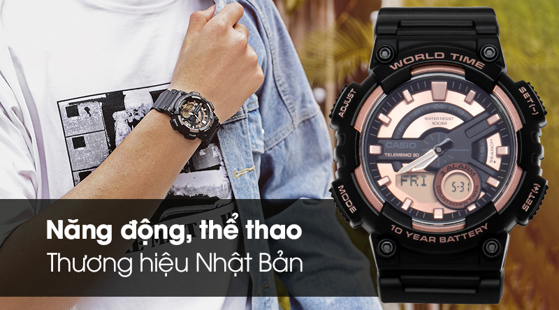 Đồng hồ nam Casio AEQ-110W-1A3VDF năng động, thể thao Đồng hồ nam Casio AEQ-110W-1A3VDF năng động, thể thao