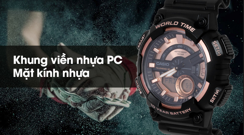 Đồng hồ nam Casio AEQ-110W-1A3VDF có khung viền chắc chắn, mặt kính trong suốt Đồng hồ nam Casio AEQ-110W-1A3VDF có khung viền chắc chắn, mặt kính trong suốt