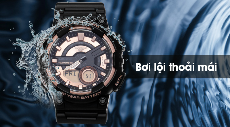Đồng hồ nam Casio AEQ-110W-1A3VDF có hệ số chống nước 10 ATM Đồng hồ nam Casio AEQ-110W-1A3VDF có hệ số chống nước 10 ATM