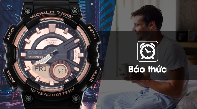 Đồng hồ nam Casio AEQ-110W-1A3VDF có báo thức Đồng hồ nam Casio AEQ-110W-1A3VDF có báo thức