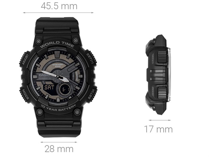 Đồng hồ CASIO 45.5 mm Nam AEQ-110W-1BVDF Màu Đen
