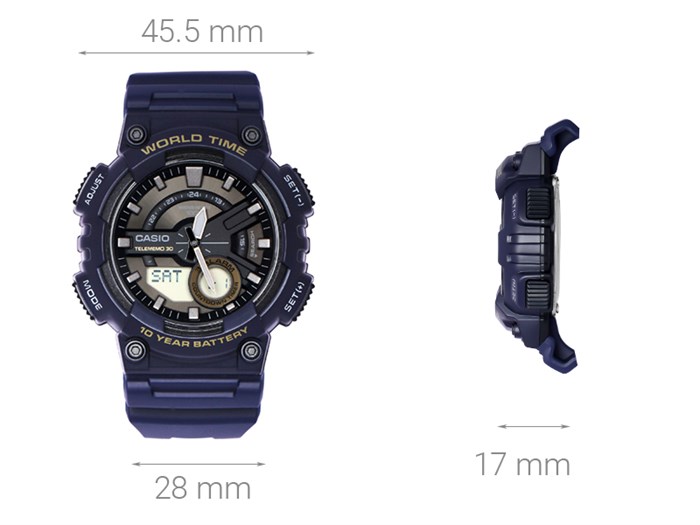 Đồng hồ CASIO 45.5 mm Nam AEQ-110W-2AVDF Màu Xanh Dương