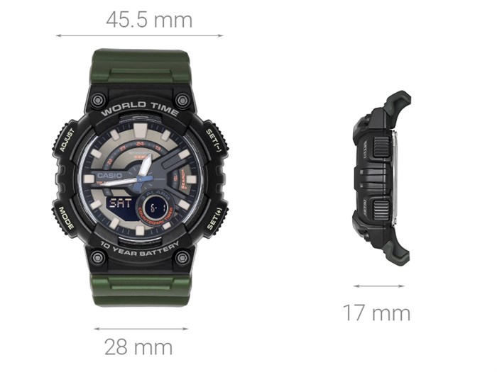 Đồng hồ Nam Casio AEQ-110W-3AVDF Màu Đen