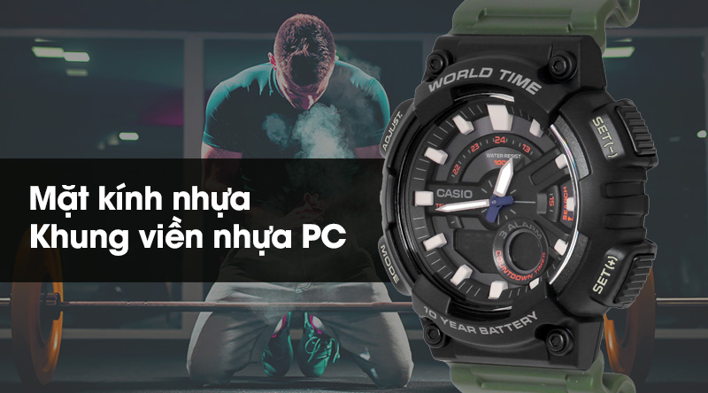 Đồng hồ Nam Casio AEQ-110W-3AVDF có mặt kính trong suốt, khung viền chắc chắn Đồng hồ Nam Casio AEQ-110W-3AVDF có mặt kính trong suốt, khung viền chắc chắn