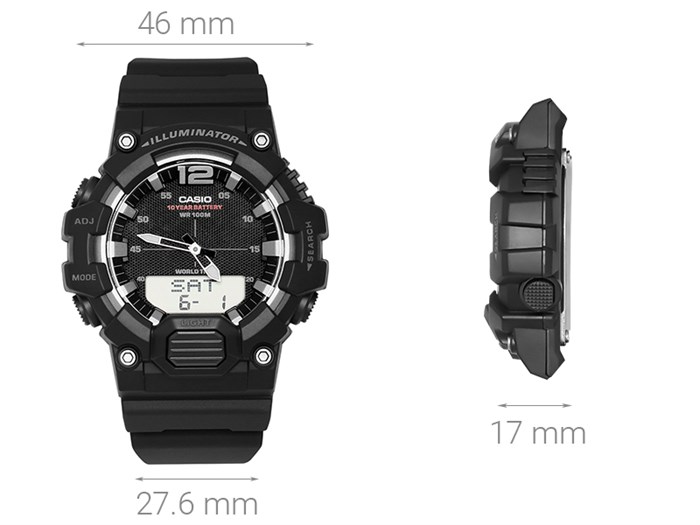 Đồng hồ CASIO 46 mm Nam HDC-700-1AVDF Màu Đen