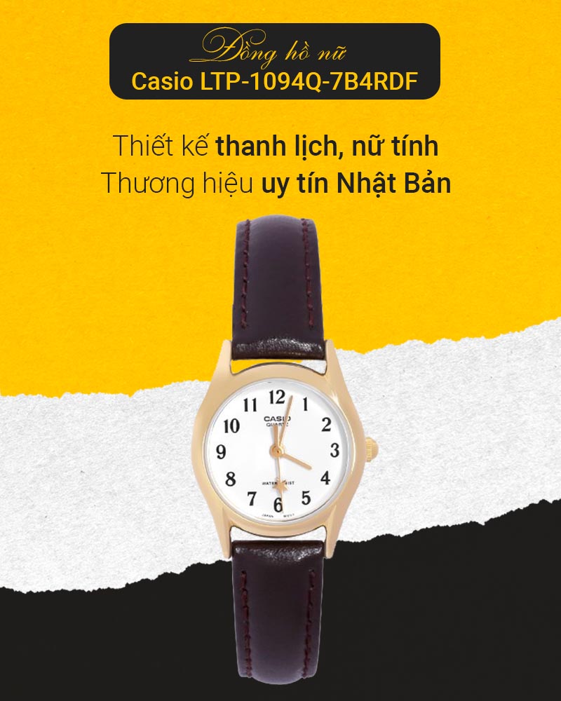 Đồng hồ nữ Casio LTP-1094Q-7B4RDF với thiết kế tinh tế