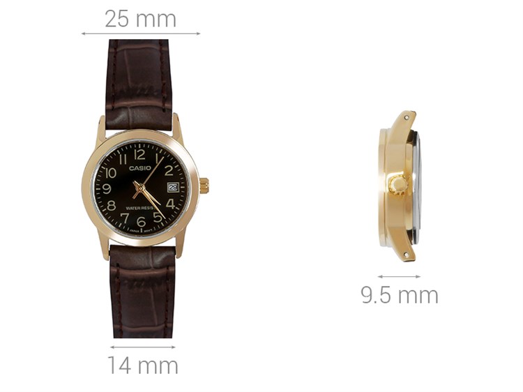 Đồng hồ CASIO 25 mm Nữ LTP-V002GL-1BUDF Màu Nâu