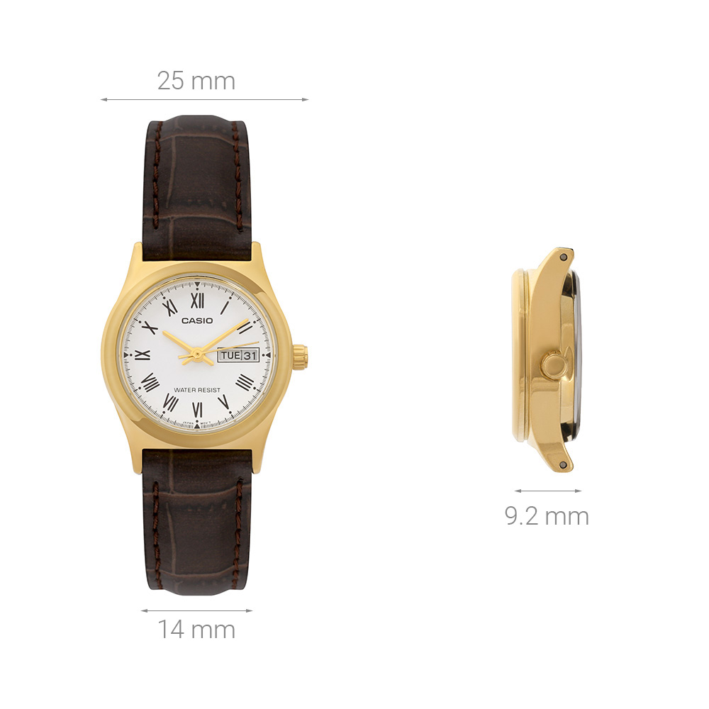 Đồng hồ CASIO Timeless 25 mm Nữ LTP-V006GL-7BUDF Màu Nâu