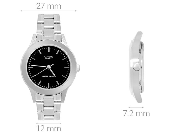 Đồng hồ CASIO 27 mm Nữ LTP-1128A-1ARDF Màu Bạc