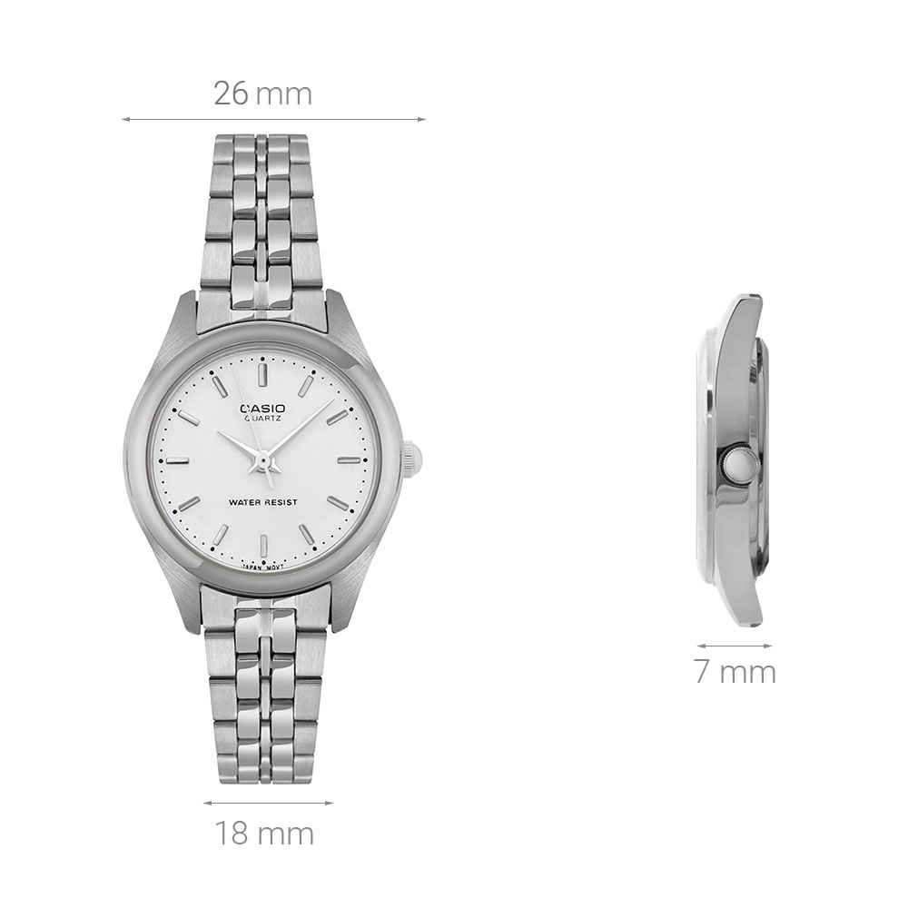 Đồng hồ CASIO Timeless 26 mm Nữ LTP-1129A-7ARDF Màu Bạc