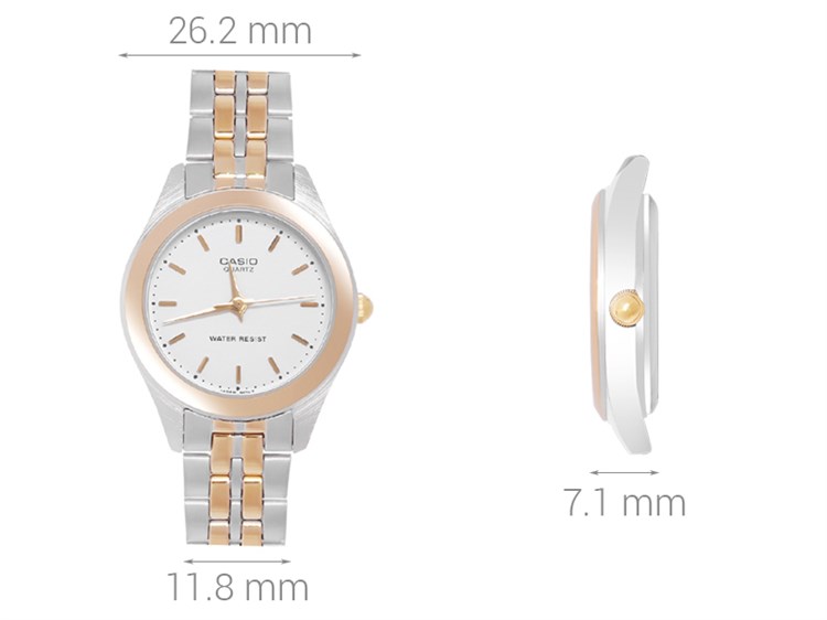 Đồng hồ CASIO 26.2 mm Nữ LTP-1129G-7ARDF Màu Bạc
